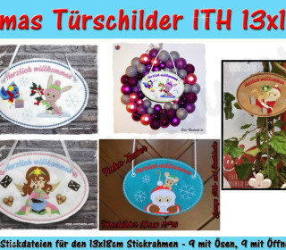 Türschilder Weihnachten ITH für den 13x18 Rahmen