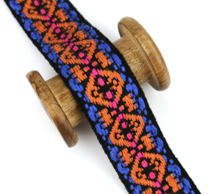 1 Meter Weiches Gurtband  - 40mm - Ethno Muster - Altorange/Pink
