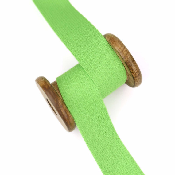 1m Weiches Gurtband - Uni - Baumwolle - 30mm - Stärke 1,4mm - Gelbgrün
