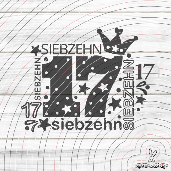 Zahl Siebzehn Plotterdatei SVG DXF