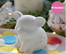 Silikon - Gießform - Kleines Glücksschweinchen - Glücksbringer - mit Kleeblatt - vielfältig nutzbar