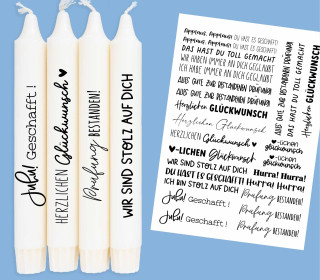 DIN A4 - Kerzen-Tattoofolie - Prüfung bestanden - für Kerzen / Keramik