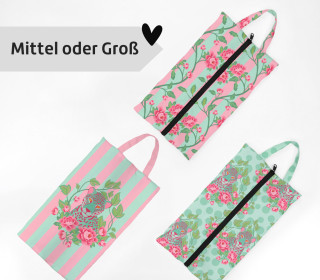DIY-Nähset - 3 Schuhbeutel - Leo Meets Roses - Frida Kreativ - GRÖSSENAUSWAHL - Outdoorstoff - abby and amy