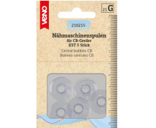 5 Nähmaschinenspulen - CB-Greifer und Vertikalgreifer - Ø 20,5mm - KST - Kunststoff - Transparent