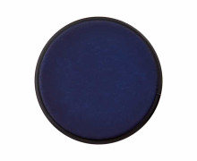 1 Polyesterknopf - 15mm - Öse - Rund - Matt - Weißer-Schwarzer Rand - Stahlblau