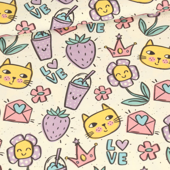 Jersey - Life is sweet - Ecru - Bio Qualität - Katzengold Designs - abby and me