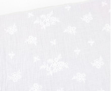 Musselin - Muslin - Double Gauze - Bestickt - Blumenbouquet - Weiß