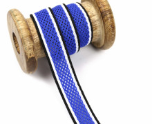 1 Meter Zierband - Dekoband - Netz - 20mm - seitliche Streifen - Blau