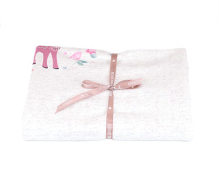 1,05m Zuschnitt - Sommersweat - Vintage BlumenKitz - Paneel - Offwhite Meliert - Bio Qualität - NIKIKO