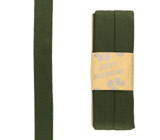 3 Meter Schrägband - Viskose Jersey - Dunkelgrün - Dehnbar - 2,0cm x 3m - Zugeschnitten