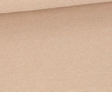 Glattes Bündchen - Kleine Streiflinge - 1mm Streifen - Schlauchware - Warmweiß/Beigebraun