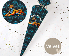 DIY-Nähset Schultüte - Tiger - Geometrie - Velvet - zum selber Nähen