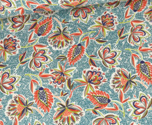 Baumwolle - Webware - Popeline - bedruckt - Bunte Blätter - Warmweiß