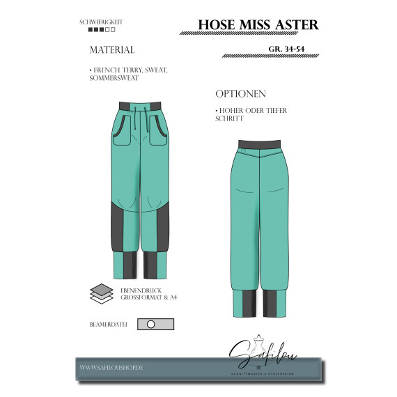 Hose Miss Aster Gr. 34-54 Inkl. Ebenen und Beamerdatei