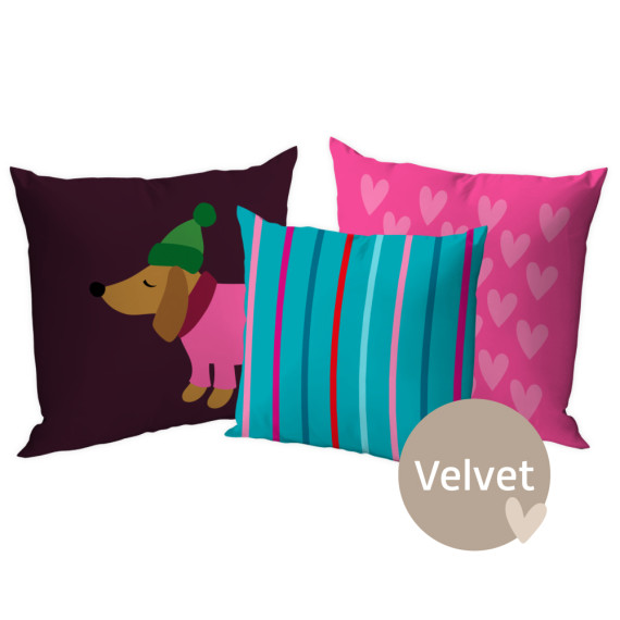 Kissenstoff - DIY - Kissen-Set - Wiener Dogs - Pink - Hamburger Liebe - Velvet - abby and amy