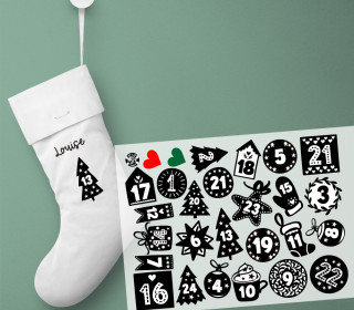 Onkel Bo's Bügelbilder - DIN A4 - Adventszahlen - Schwarz/Weiss