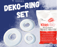 4 teiliges Deko-Ringe Set – Silikonformen Dekoringe – in 3 Größen und 5kg Keraflott Gießpulver - Dekoteller