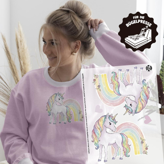 Onkel Bo's Bügelbilder - DIN A4 - Sparkle Unicorn - Rainbow - Little Love - BIG