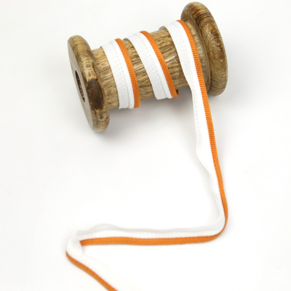 1 Meter Paspelband Duo - Doppelpaspelband - Weiß/Rostbraun