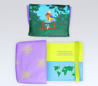DIY-Nähset - Buch-Organizer - Travel the World - Lausemia Design Studio - Softshell - abby and amy