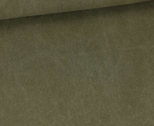 Canvas - feste Baumwolle - Light & Lush - Washed Look - 440g - Uni - Olivgrün