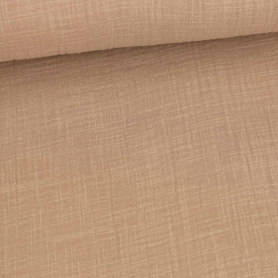 Musselin - Muslin - Double Gauze - Schnuffeltuch - Windeltuch - Uni - Slub-Garn - Camelbraun