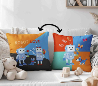 Genähtes Kissen inkl. Inlet - Robot Adventures - Robot Love - made.by.colu - Mein Hanseherz