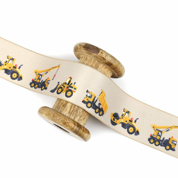 1m Gummiband - Elastisch - Baufahrzeuge - 40mm - Sand
