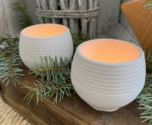 Silikon - Gießform - Pflanztöpfchen - Teelichthalter - feine Streifen - vielfältig nutzbar