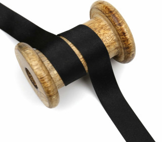 1 m Schrägband - Satinoptik - Uni - 20mm - Schwarz