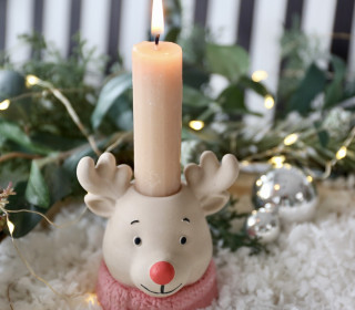 Silikon - Gießform - Rentier mit Schal - Kerzenhalter - Adventsdeko - Weihnachtsdeko - für Stabkerzen - vielfältig nutzbar