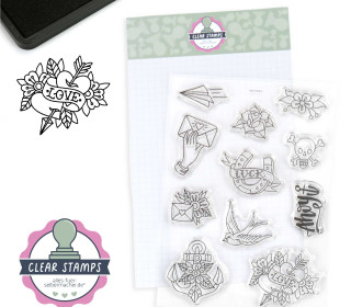 1 Bogen Clear Stamps - Kreative Stempel - Ahoy - 11 Motive - Hamburger Liebe