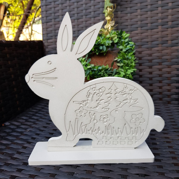 Silikon - Gießform - Osterhase - mit Muster & Standfuß - 2 Formen - vielfältig nutzbar