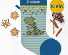 DIY-Nähset - Nikolaussocke - KLEIN - Softshell - RoboTreeRex - Grün/Streifen - Katzengold Designs