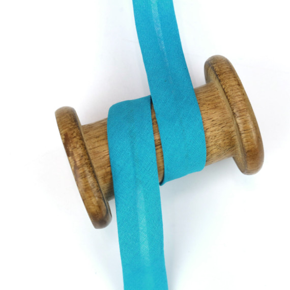 3 Meter Schrägband - Baumwolle - Cyanblau - Uni - 2cm x 3m - Zugeschnitten