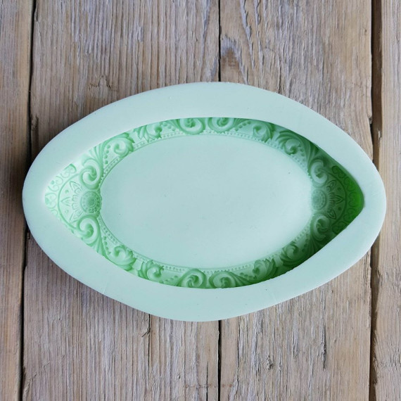 Silikon - Gießform - Tablett - Rahmen - Verziert - Oval - vielfältig nutzbar