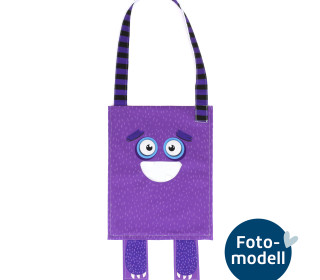 FOTOMODELL - Kleine Monstertasche fertig genäht - Softshell - Fleece - Halloween - Lila Monster - Sammeltasche