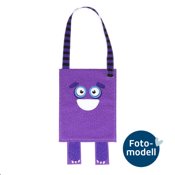 FOTOMODELL - Kleine Monstertasche fertig genäht - Softshell - Fleece - Halloween - Lila Monster - Sammeltasche