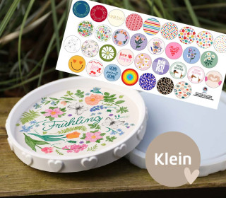 Outdoorstoff - Joys of Spring - Inlays für Silikon - Dekoteller - Tablett - Mit Sternen/Herzen - Klein - abby and amy