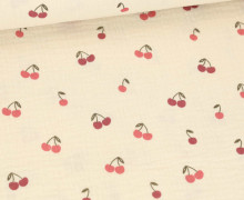 Musselin - Muslin - Double Gauze - Fruits - Cherries - Schnuffeltuch - Windeltuch - Beige
