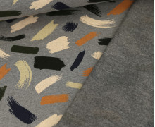 Leichter Kuschelsweat - Brush Strokes - Melange - Grau