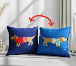 Genähtes Kissen inkl. Inlet - Wiener Dogs - Dogs - Blau - Hamburger Liebe - Mein Hanseherz