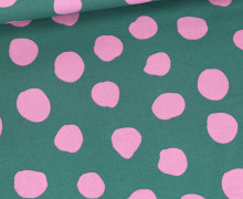 Beschichtete Baumwolle - Shapes - Dots - Grün/Rosa