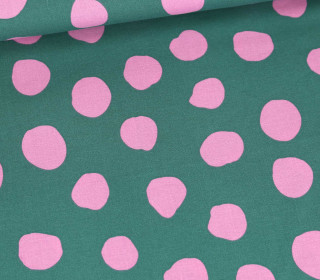 Beschichtete Baumwolle - Shapes - Dots - Grün/Rosa