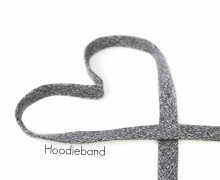 1m flache Kordel - Hoodieband - 15mm - Kapuzenband - Meliert - Grau