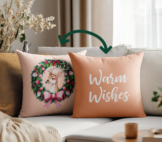 Genähtes Kissen inkl. Inlet - Ho Ho Ho - Warm Wishes - Mint/Rosa - Mein Hanseherz