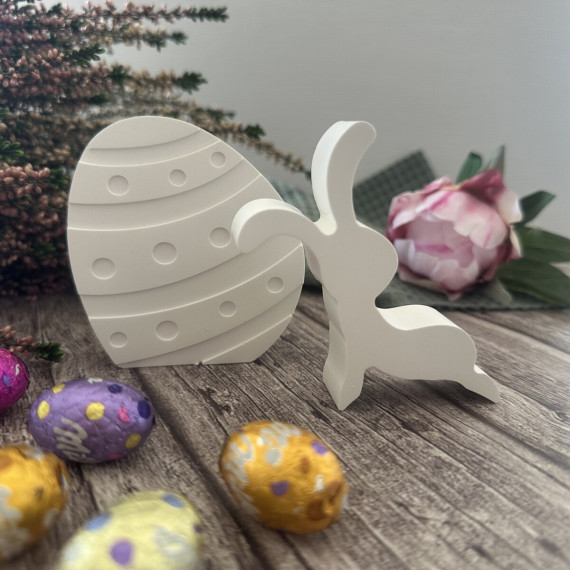 Silikon - Gießform - Kleiner sportlicher Osterhase mit Osterei - Nr. 4 - vielfältig nutzbar