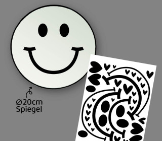 Rub-On Sticker - Fröhliche Gesichter - small - Schwarz - für Spiegel - Tante Henni Rub-Ons - vielfältig nutzbar