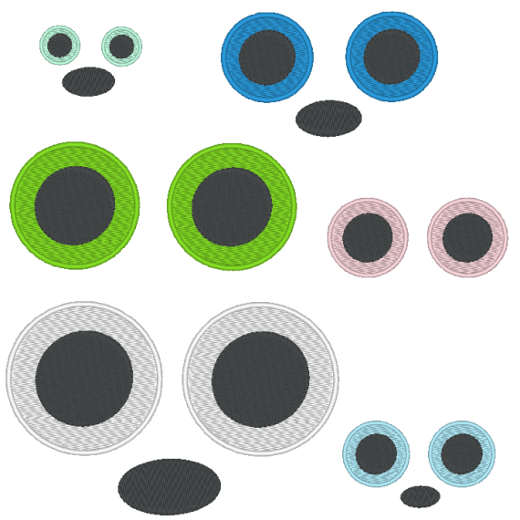 Stickdatei - Augen und Nasen für Kuscheltiere Kissen Bettschlagen