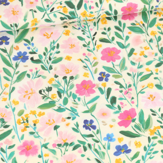 Sommersweat - Gemaltes Blumenmeer - Creme - Bio Qualität - abby and me